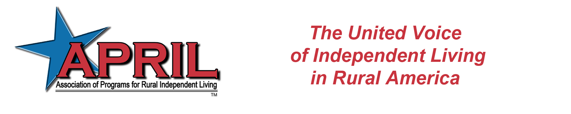 APRIL Logo with the words, "The United Voice  of Independent Living in Rural America."