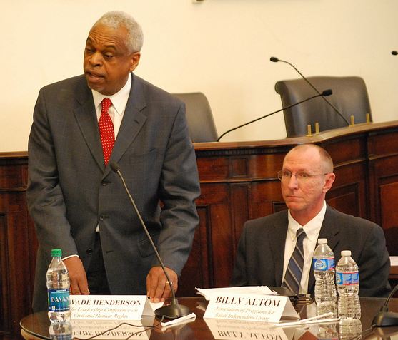 Wade Henderson, President and CEO of The Leadership Conference on Civil and Human Rights, giving opening remarks to the guests at the Equity in Transportation for People With Disabilities briefing.