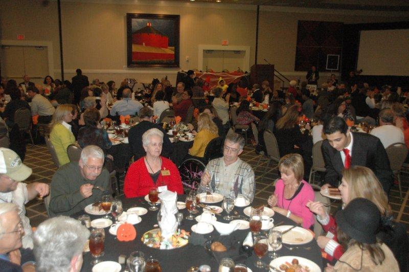 group at dinner table