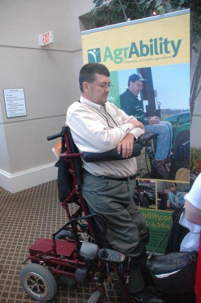 Man in standup chair